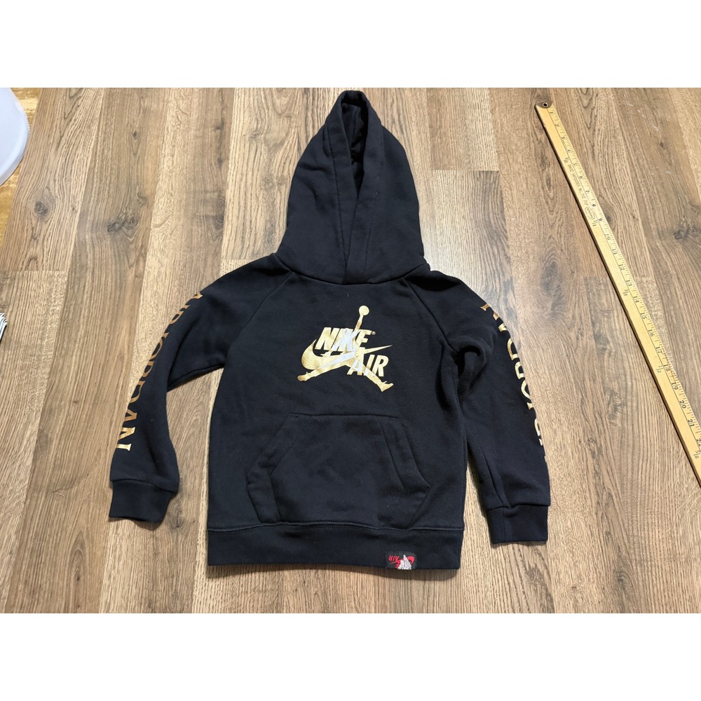 Jordan Shirts Boys Size 3T Black Hoodie Gold Logo Pullover Jumpman Nike Air